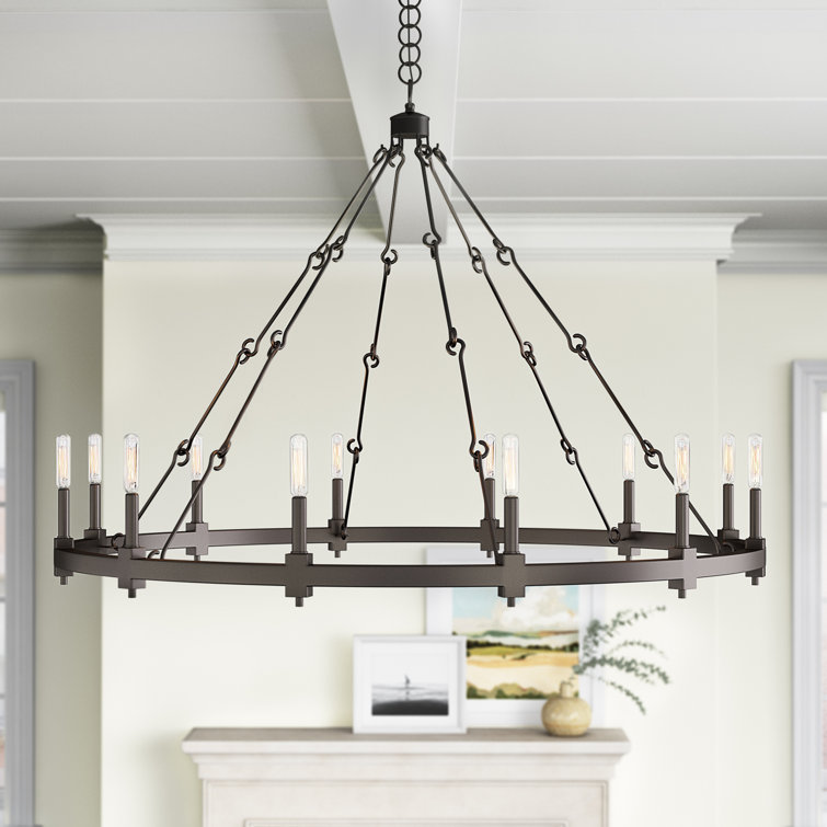 Trent Austin Design® 12 Light Dimmable Wagon Wheel Chandelier